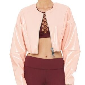 ALO YOGA Cropped Faux Patent Leather
Liquid Jacket in Nectar NEW $248 Size S